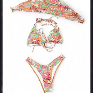 Colorful Swirl Triangle Bikini Set